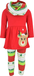 Baby Girls 3pc Christmas Outfit Set Red Green White - Soft Knit