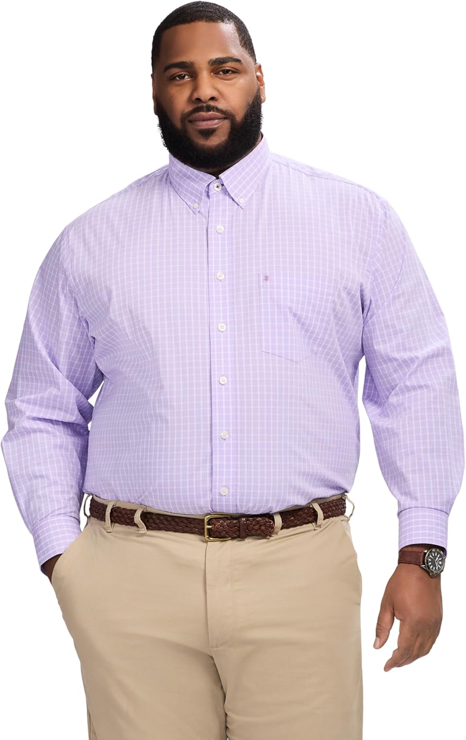 IZOD Men's Big and Tall Performance Comfort Long Sleeve Shirt