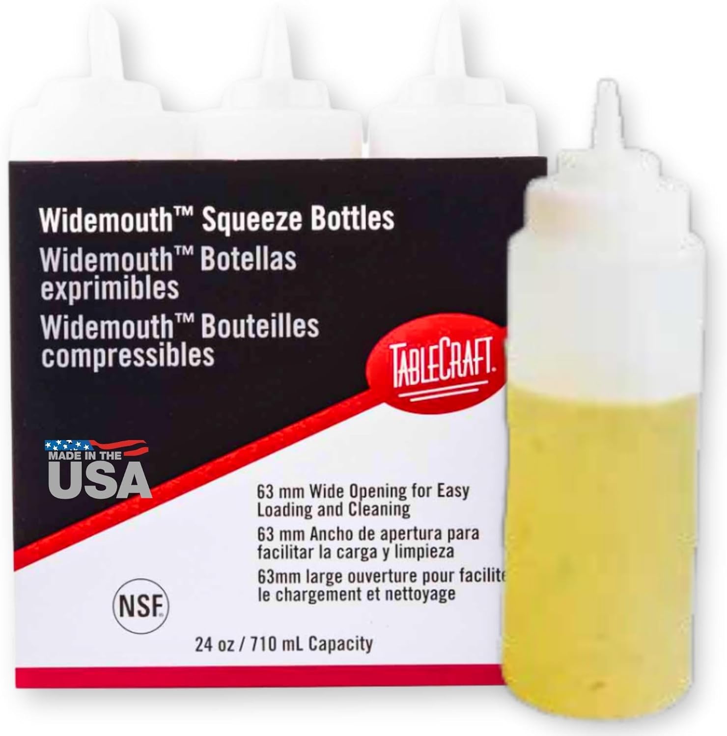 Widemouth Squeeze Bottles by TableCraft for Easy Filling