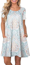 FZ Women's Casual Summer T-Shirt Dress with Pockets for Comfort