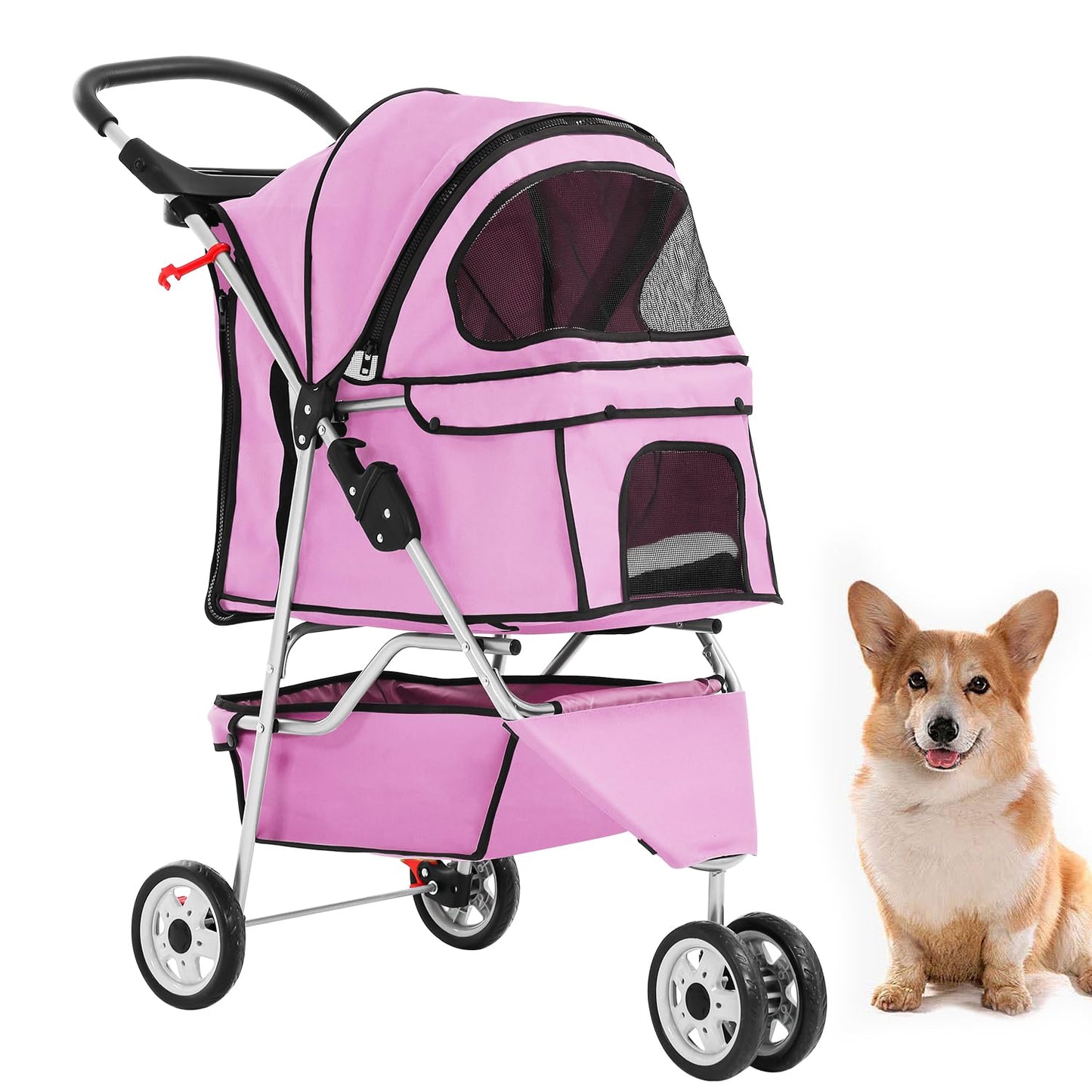 BestPet 3 Wheels Pet Dog Stroller for Cats, Travel Carrier