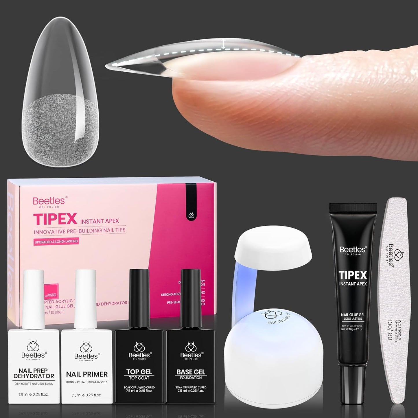 Beetles Tipex Instant Apex Nail Tips Kit for Salon Quality Nails