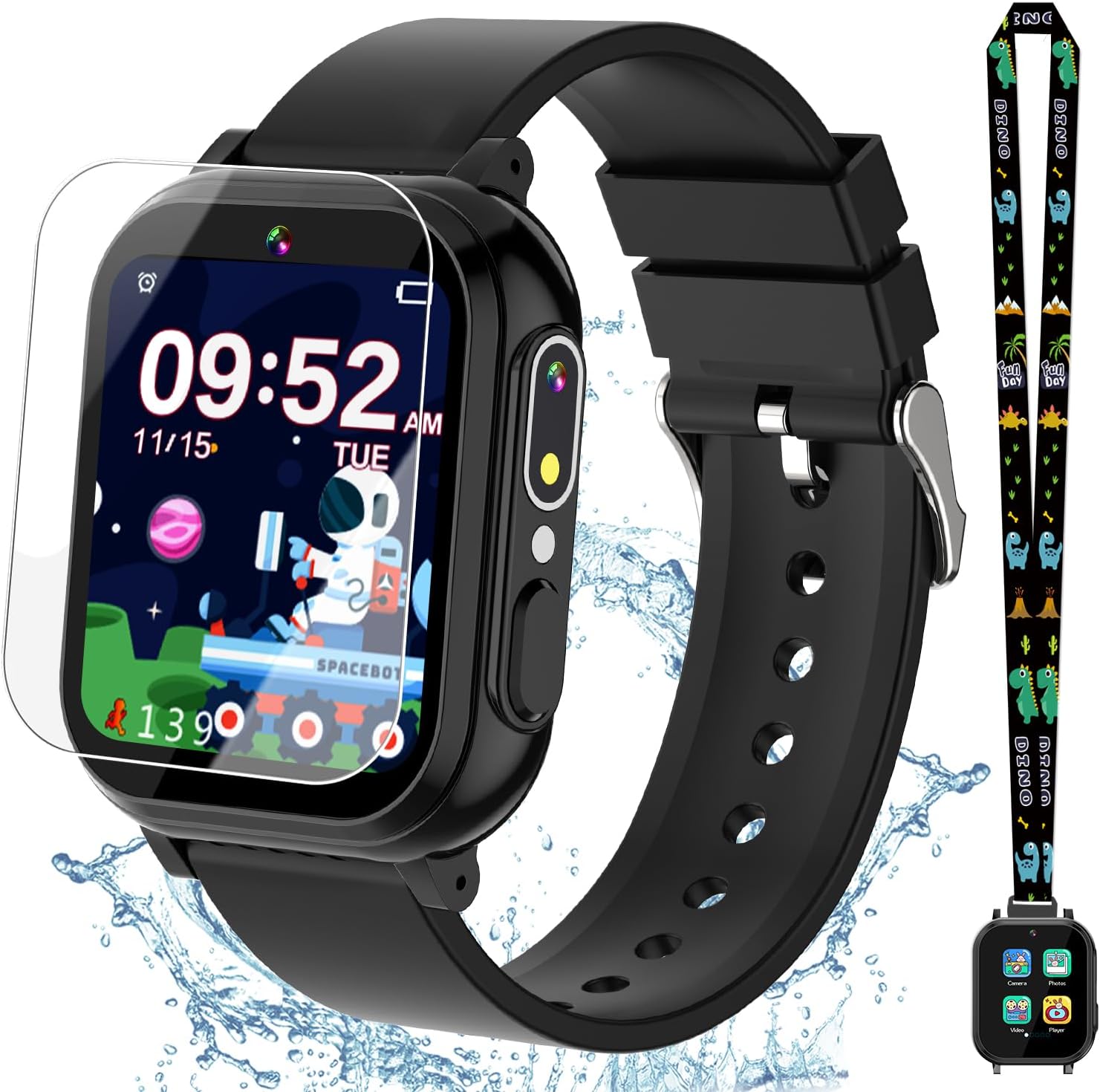 Kids Waterproof Smart Watch with Games and Dual Camera Fun
