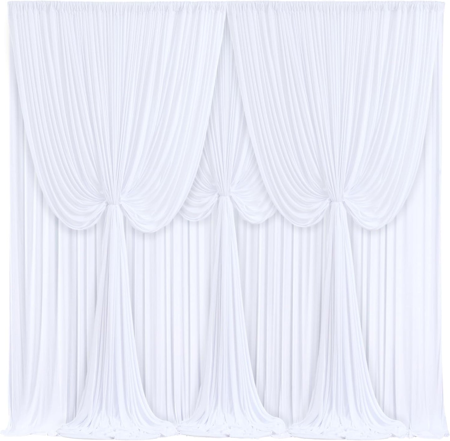 4 Panels White Backdrop Curtains for Wedding Party Decor