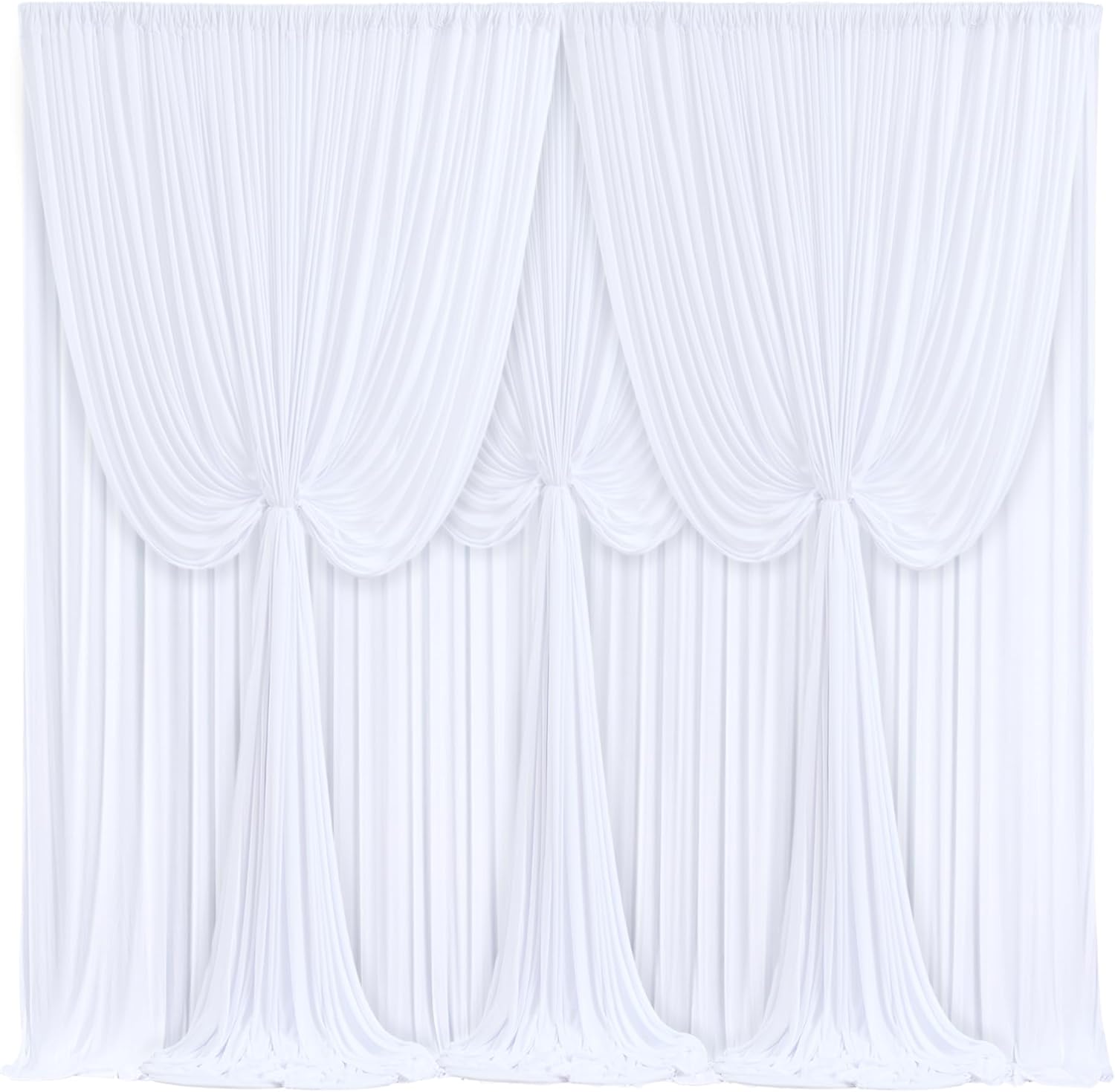 4 Panels White Backdrop Curtains for Wedding Party Decor