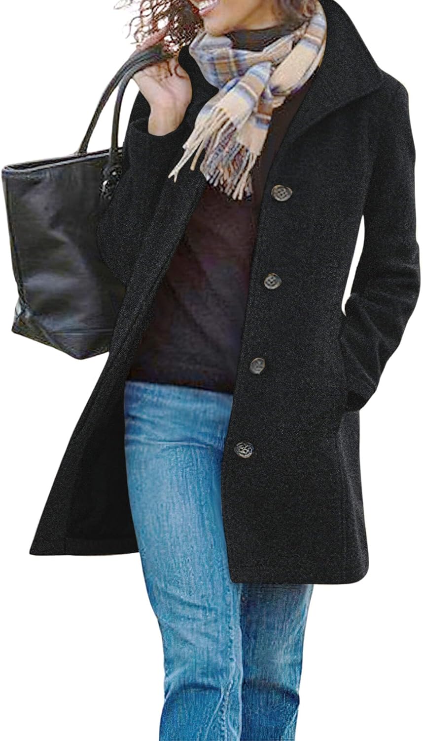 Stylish Women's Casual Thicken Wool Blend Pea Coat for Winter