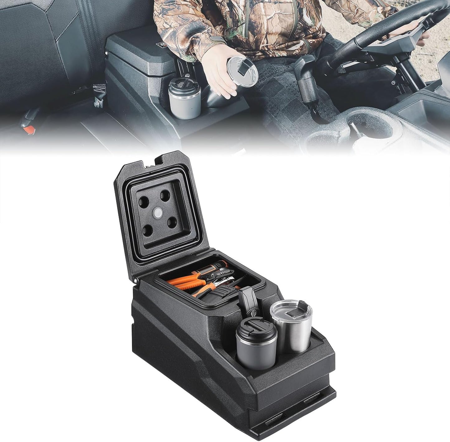KEMIMOTO UTV Center Console Bench Seat Box for Polaris Ranger