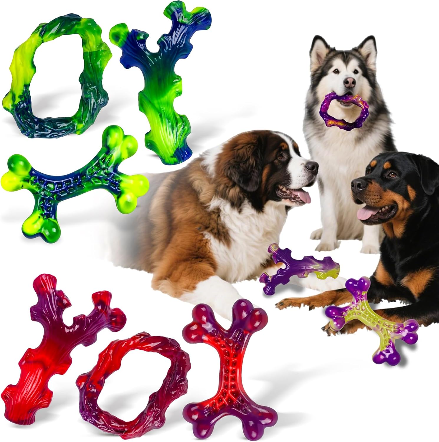 9-Pack Indestructible Dog Toys for Aggressive Chewers and Fun