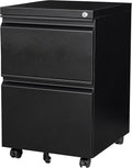 SISESOL 2 Drawer File Cabinet on Wheels - Secure Under-Desk Storage
