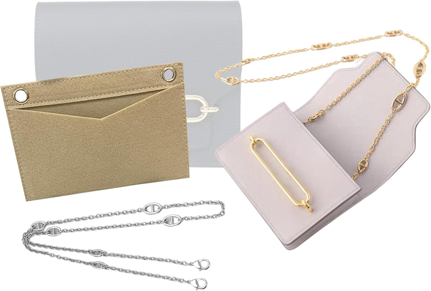 Roulis Slim Wallet Insert Conversion Kit with Gold Chain