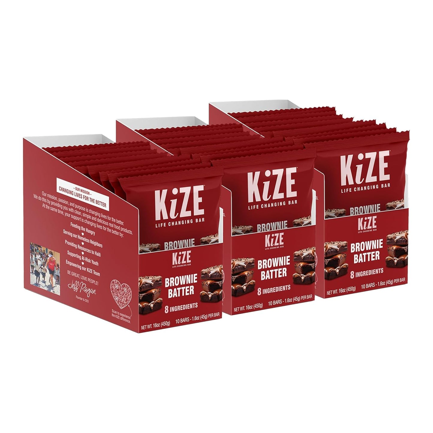 KiZE Energy Bars - Brownie Batter - High Protein Snack Bars