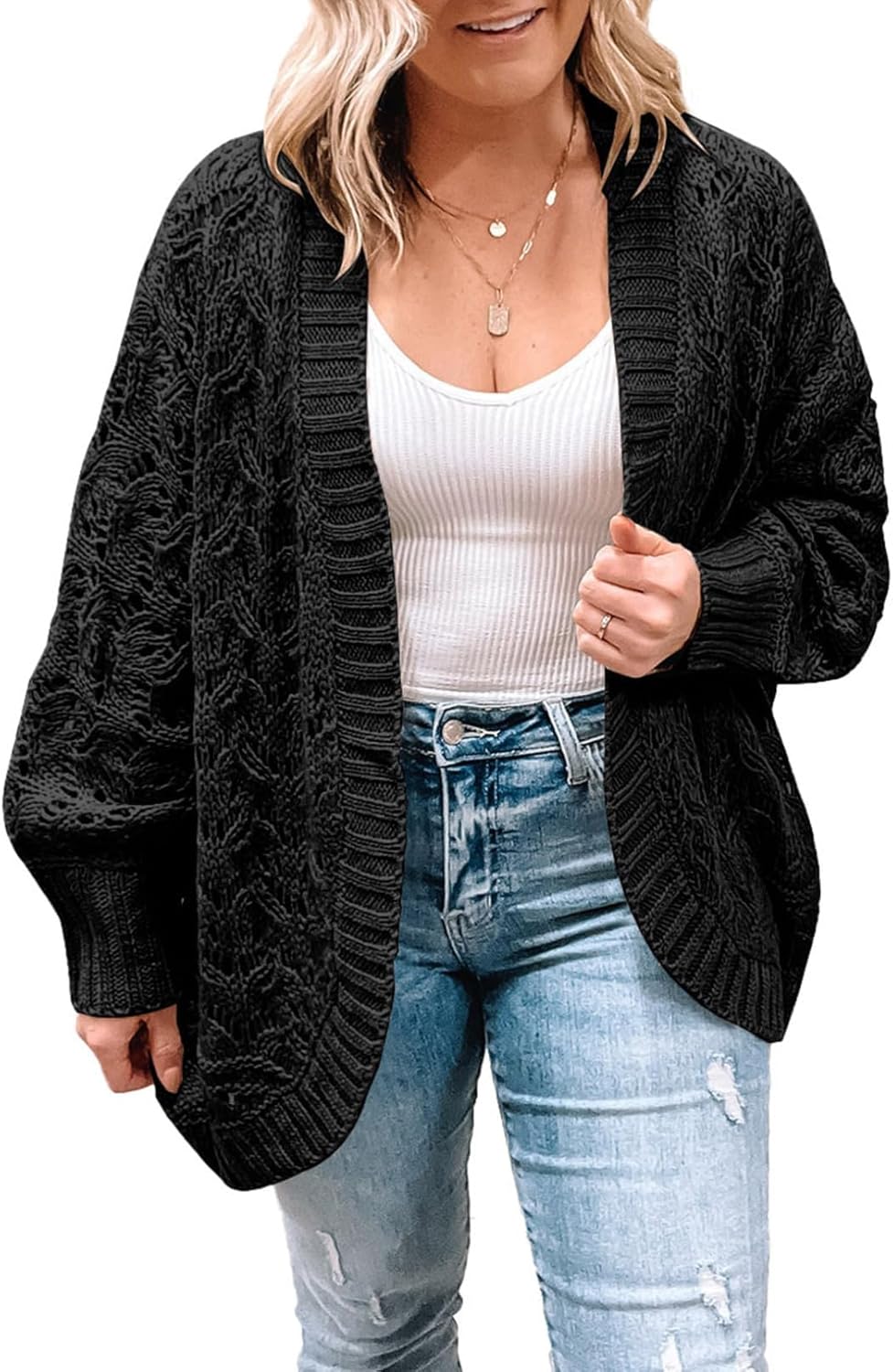 Eytino Womens Plus Size Crochet Cardigan Sweater for All Occasions