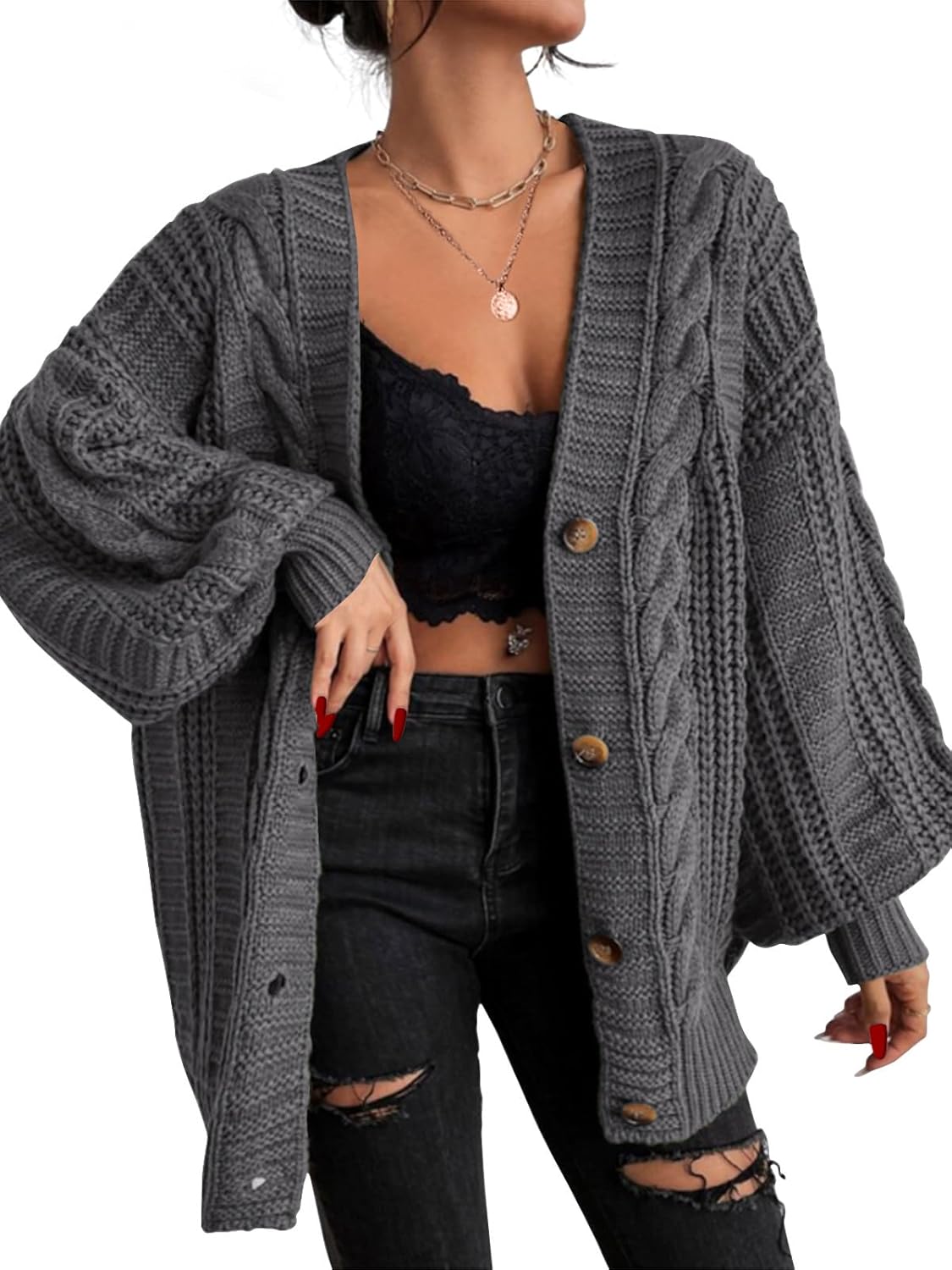 EXLURA Womens Oversized Cardigan Sweaters for Fall Winter