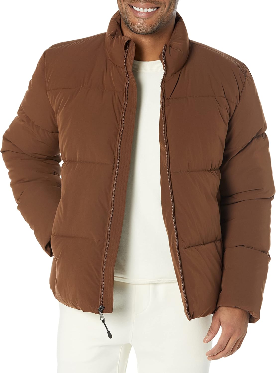 Mens Mock Neck Heavyweight Puffer Coat for Cold Weather