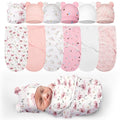 Preemie Swaddle Blanket 6 Pack with Hats - Soft Cotton Sleep Sacks