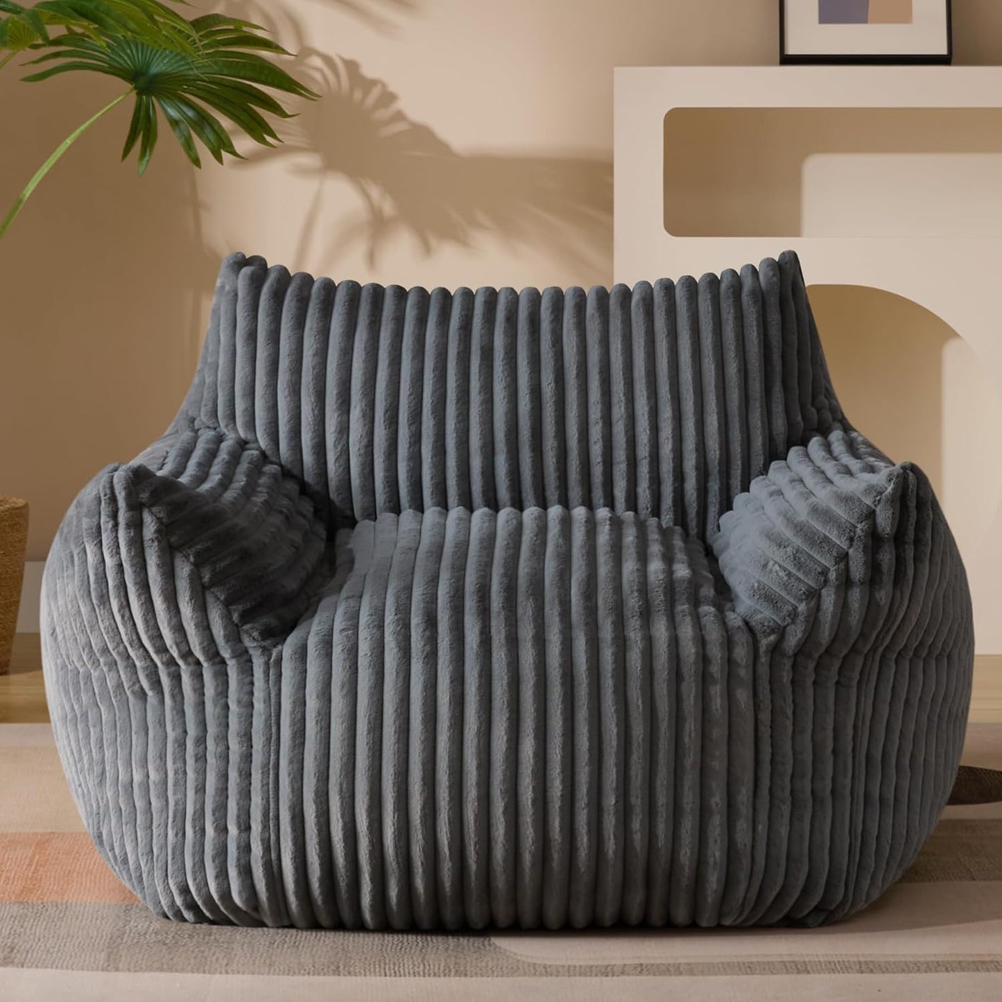 Giant Plush Bean Bag Chair for Adults with Armrests - Cozy Lounge