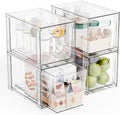 Yieach 4 Pack Large Stackable Storage Drawers - Clear Pull Out