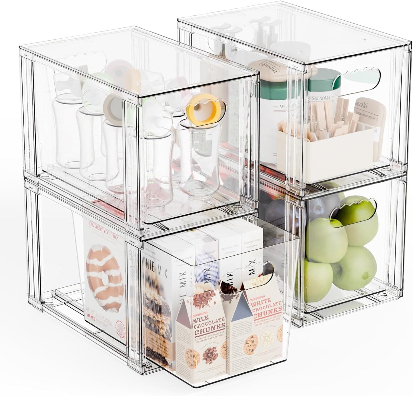 Yieach 4 Pack Large Stackable Storage Drawers for Organizing