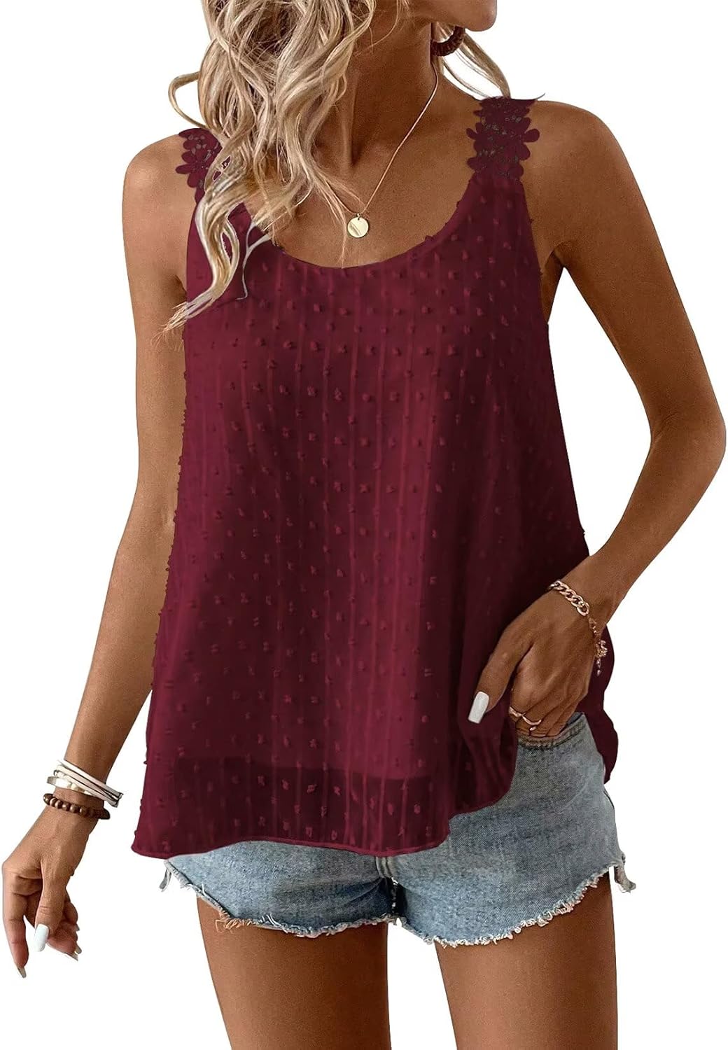 Womens Tank Tops Flowy Sleeveless Summer Boho Casual Style