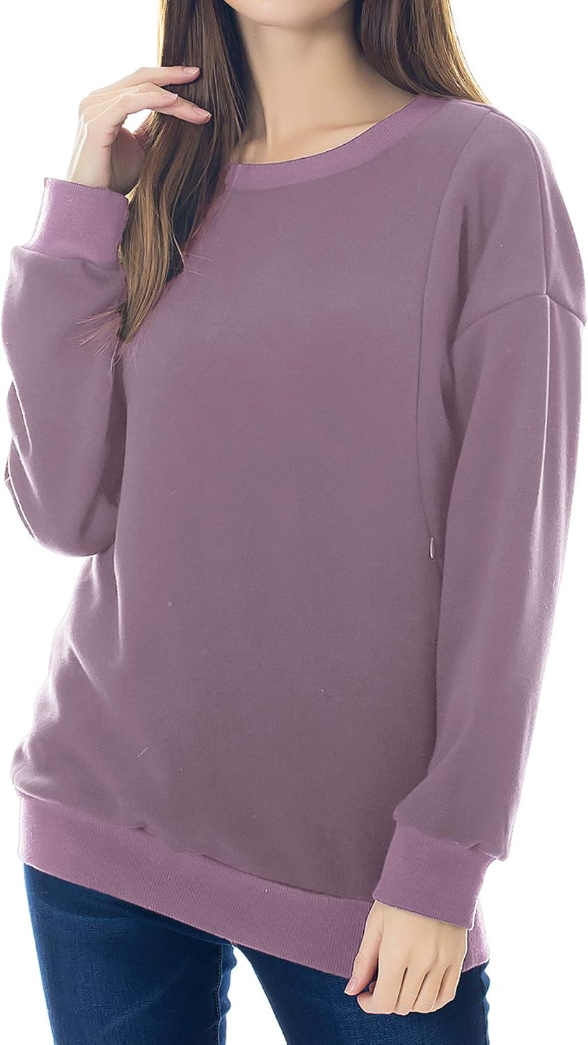 Smallshow Fleece Maternity Nursing Sweatshirt for Stylish Moms