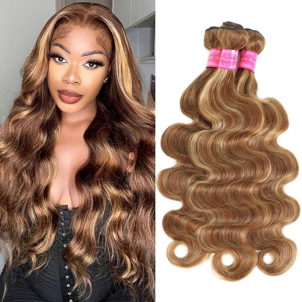 P4/27 Highlight Body Wave Human Hair Bundles for Black Women