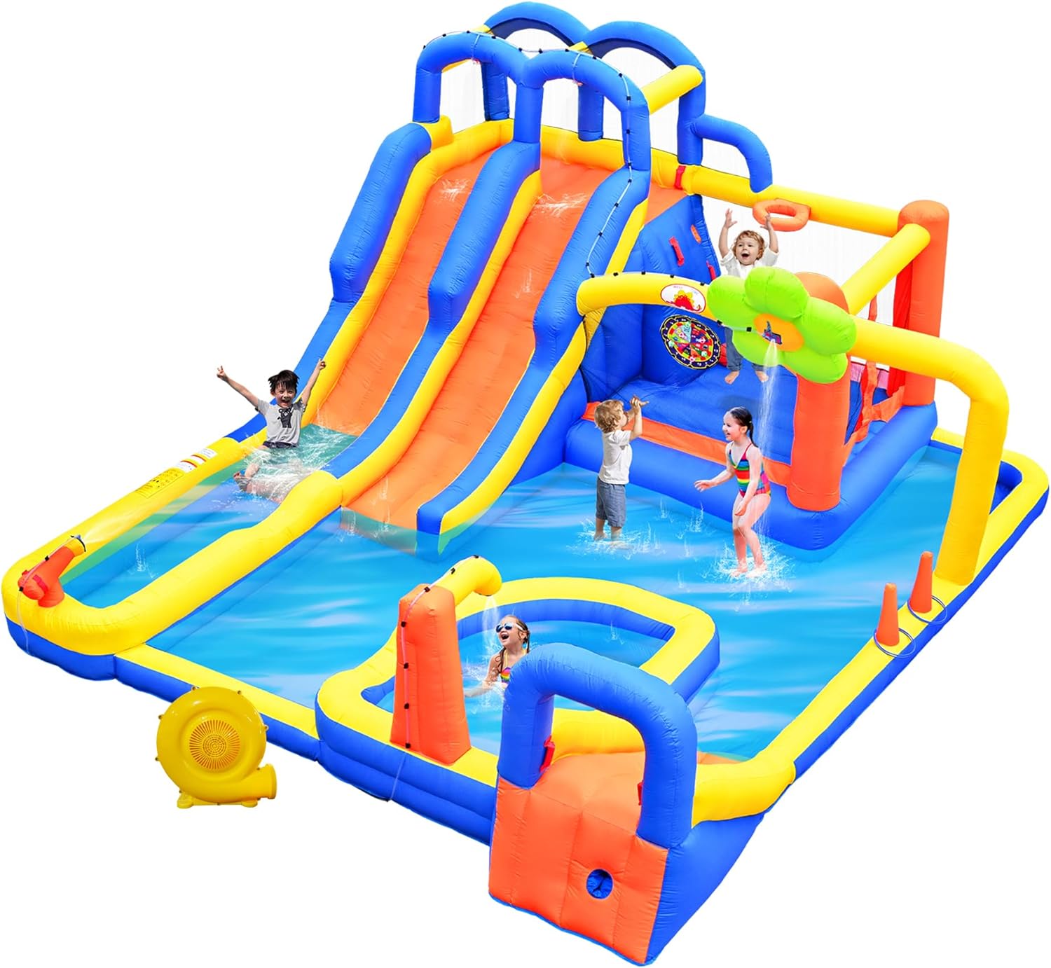 Inflatable Water Slides Park with Climbing Wall and Pool Fun
