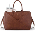 Laptop Tote Bag for Women 15.6 in PU Leather with Cup Holder