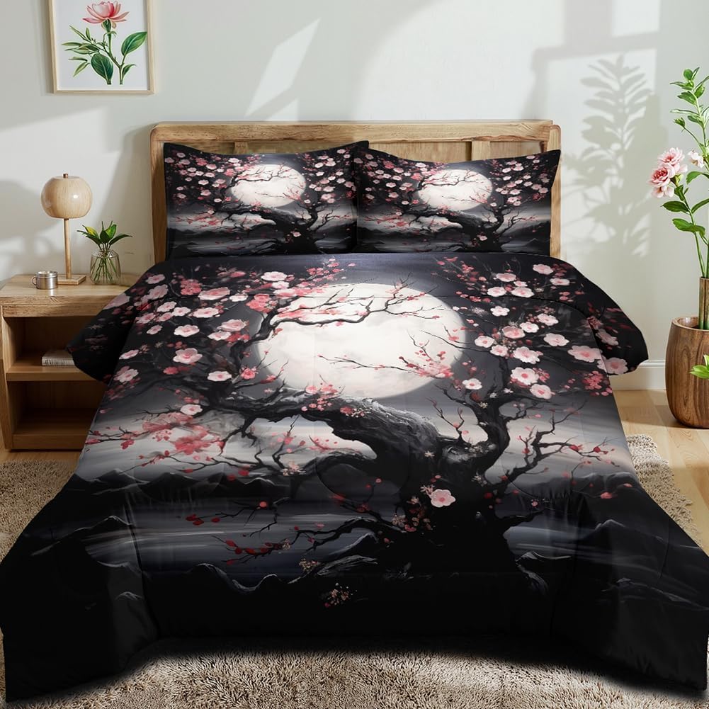 Japanese Style Cherry Blossom Comforter Set for Serene Bedrooms