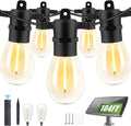 104ft Solar String Lights Outdoor S14 Edison Bulbs - Remote Dimmable