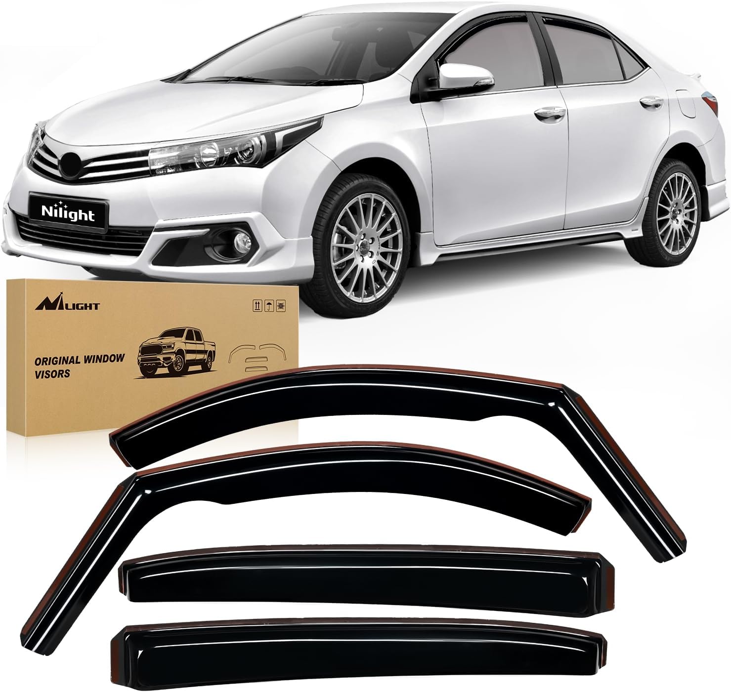 Nilight Window Deflectors for Toyota Corolla 2020-2025 Sedan