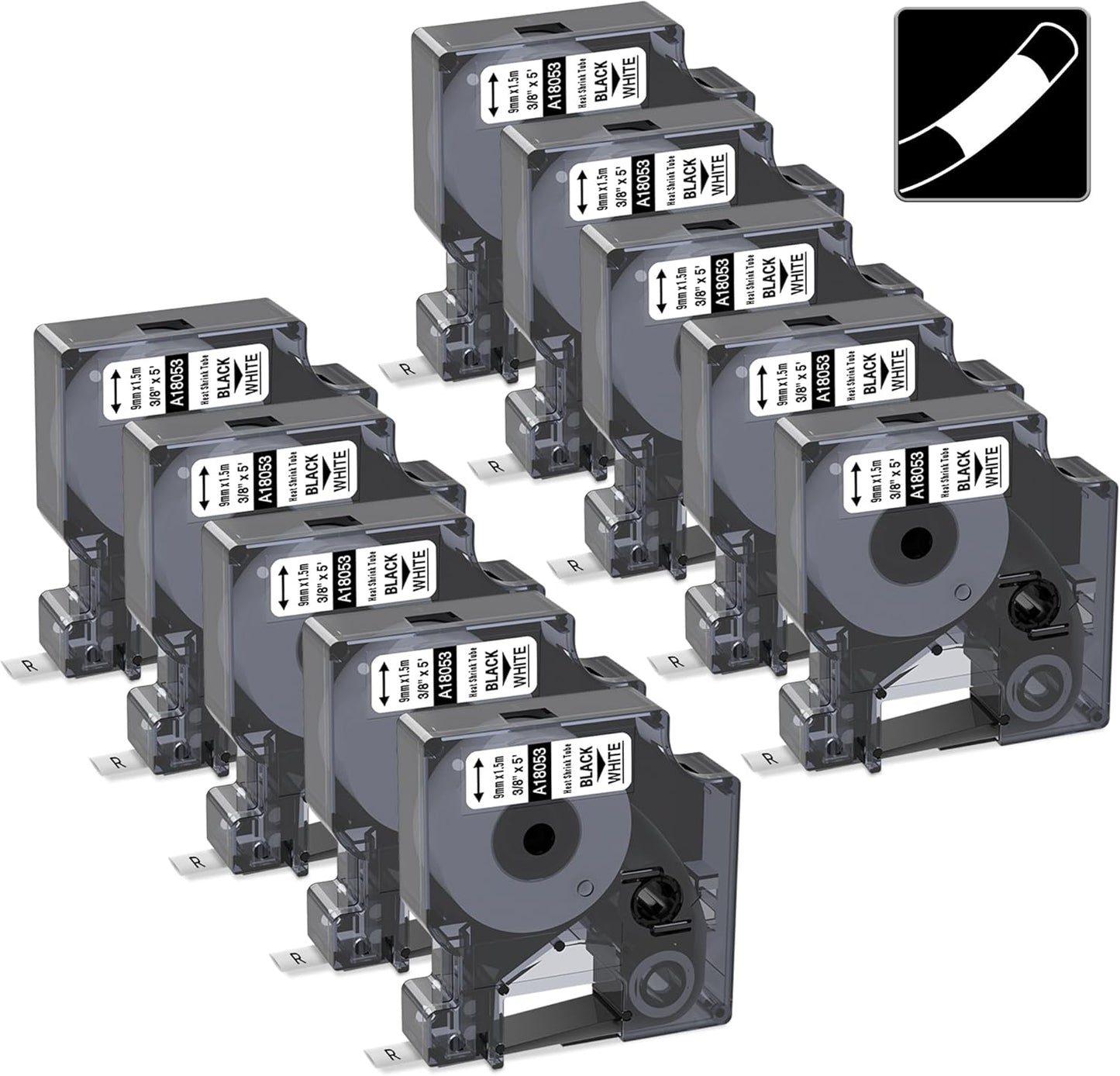 Compatible 9mm Industrial Heat Shrink Tube Labels for Dymo