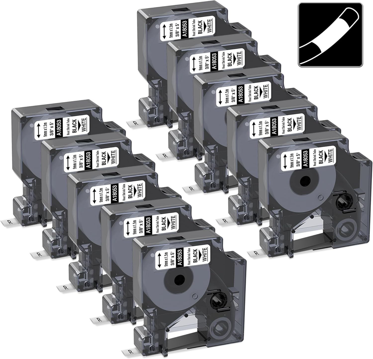 Compatible 9mm Industrial Heat Shrink Tube Labels for Dymo