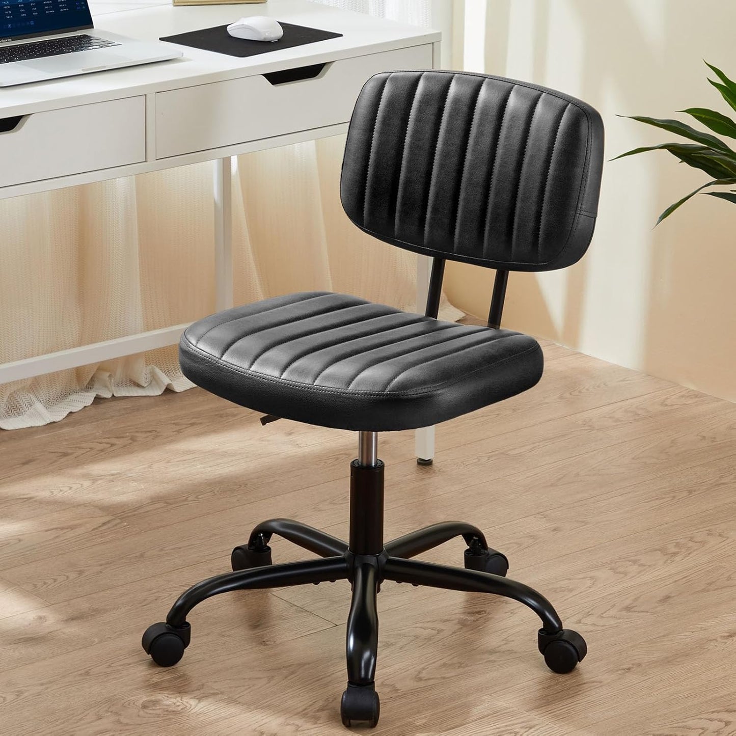 Comfy Armless Desk Chair with Lumbar Support