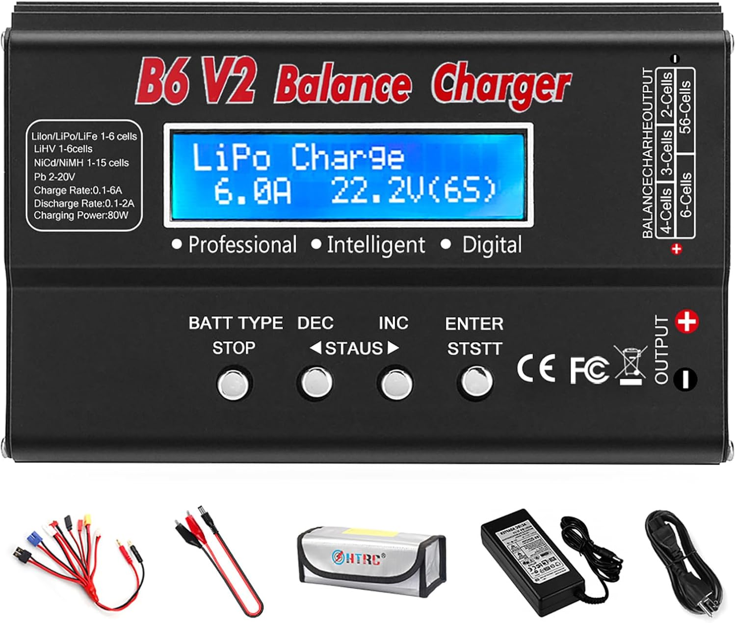 HTRC Smart Fast LiPo Charger 1S-6S 80W 6A