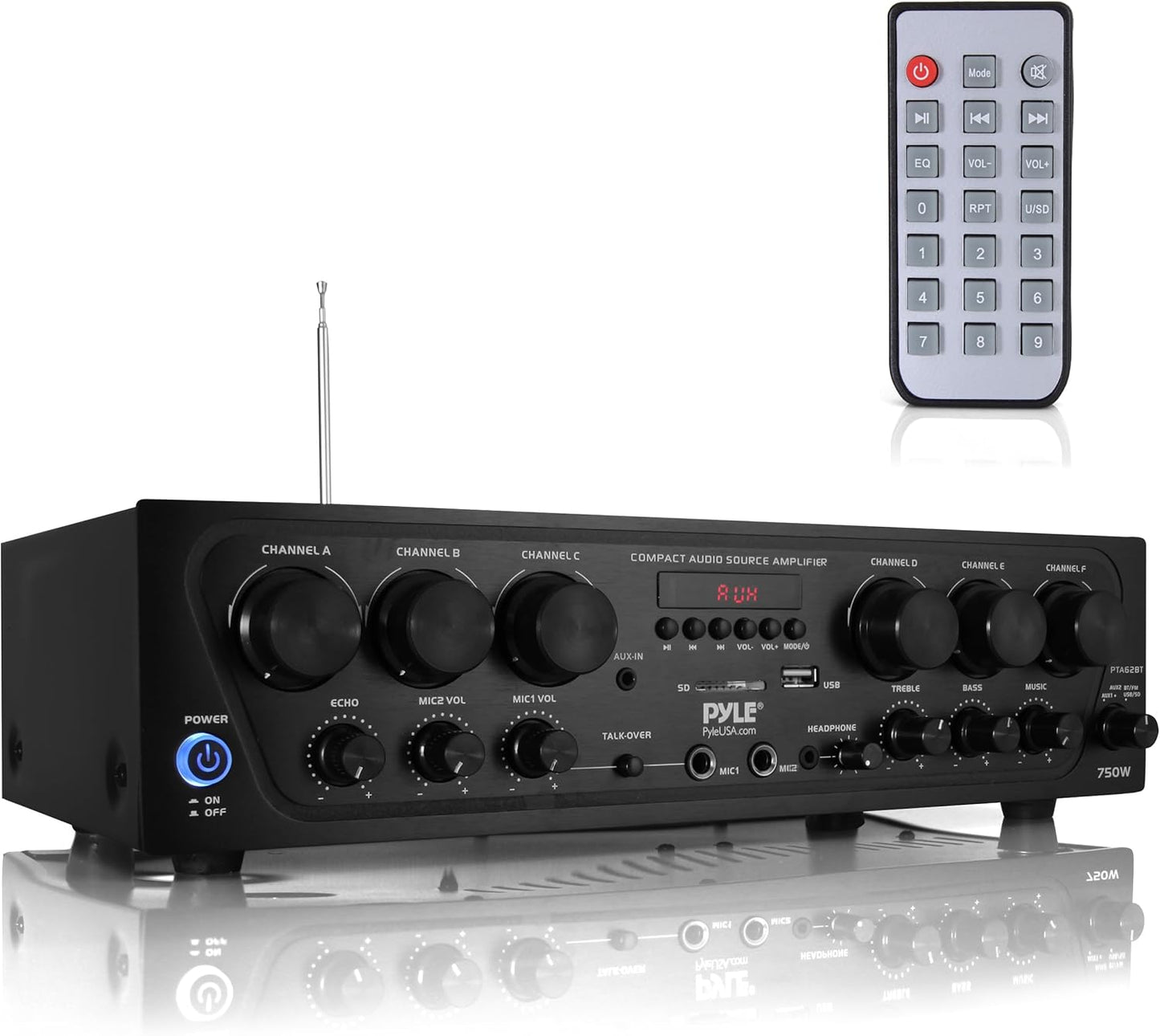 Pyle Wireless Bluetooth Karaoke 750 Watt Home Audio Amplifier