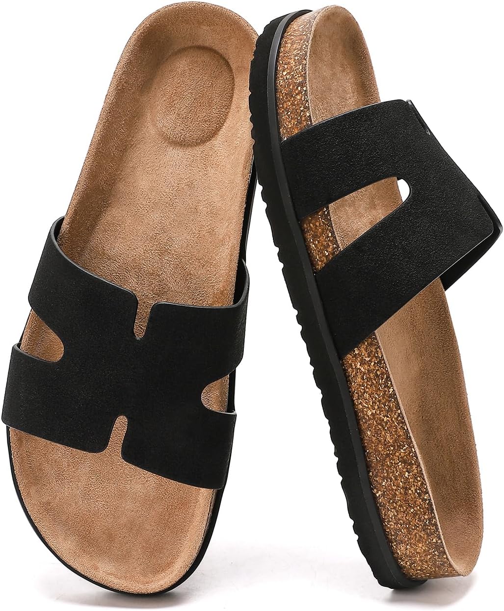 Women's Cork Footbed Slide Sandals with Arch Support for Comfort