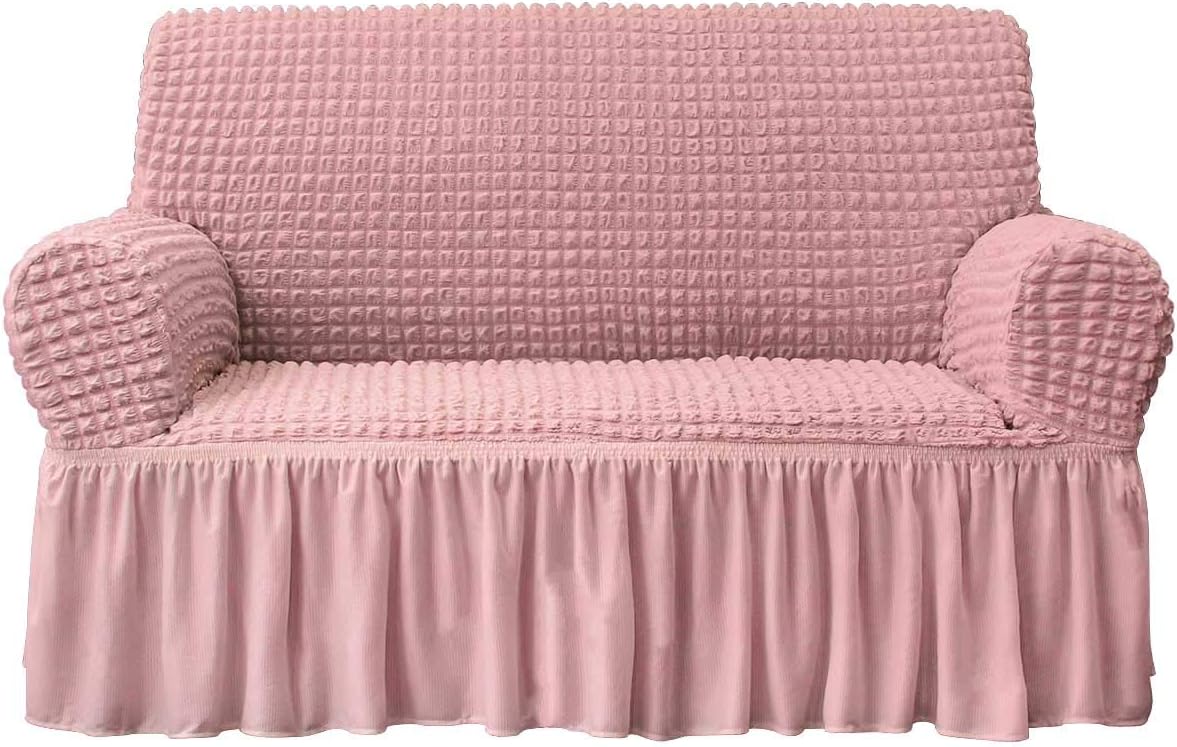 NICEEC Loveseat Slipcover for 2 Seater Pink Couch Cover