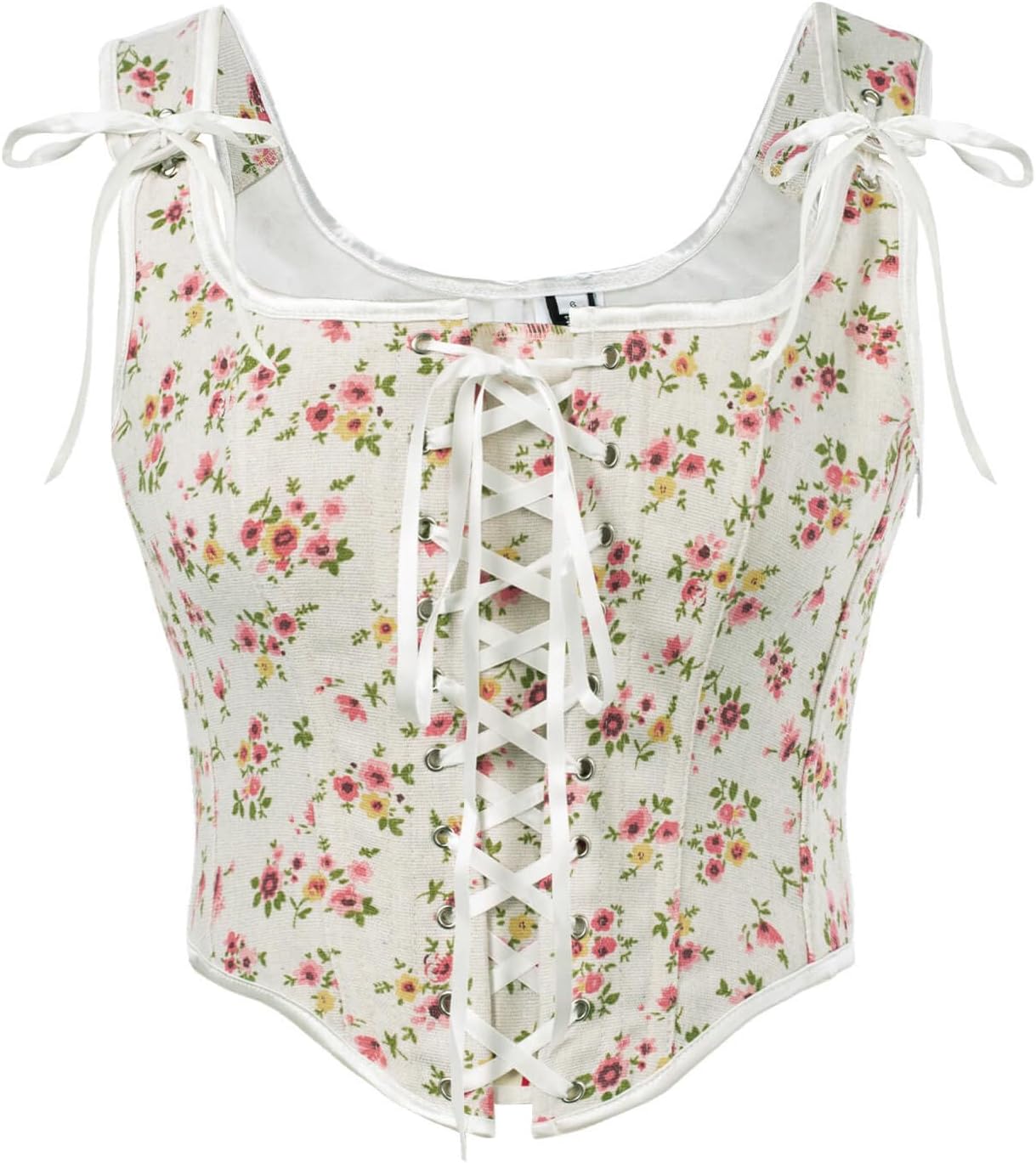 Renaissance Lace Up Floral Overbust Corset Tops for Women