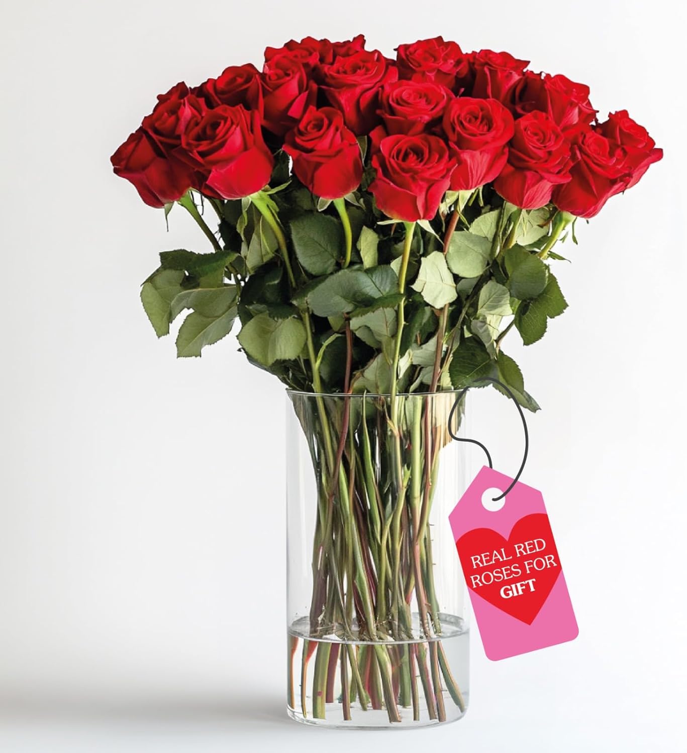 GlobalRose 24 Fresh Cut Red Roses Bouquet for Every Occasion