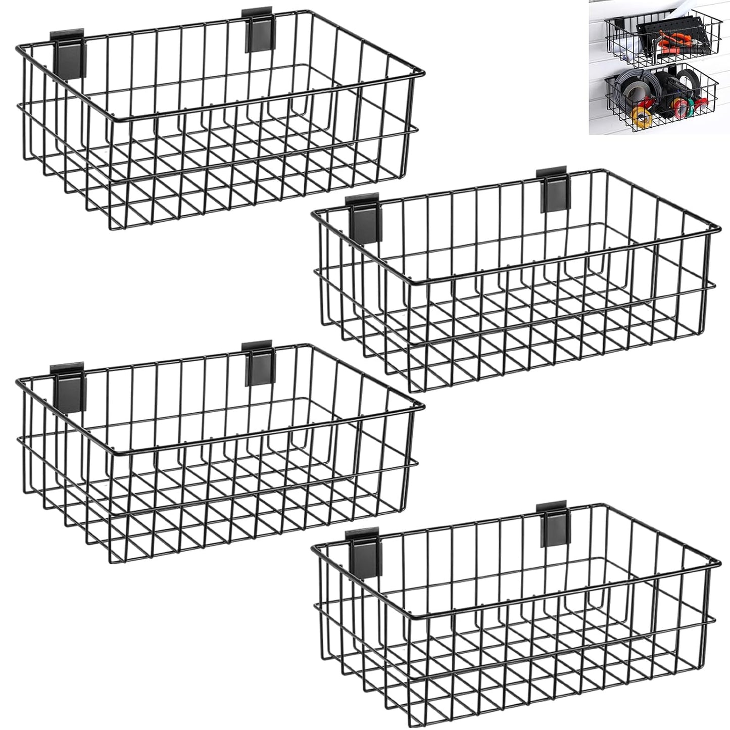 Hicarer Metal Slatwall Baskets Set for Organized Storage Solutions