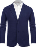 Men's Cardigan Knit Blazer Shawl Collar Button Down - Comfortable Fit