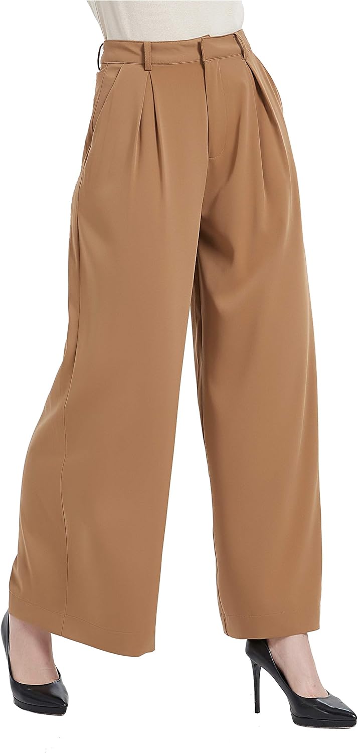 Tronjori Women High Waist Casual Wide Leg Palazzo Pants Review