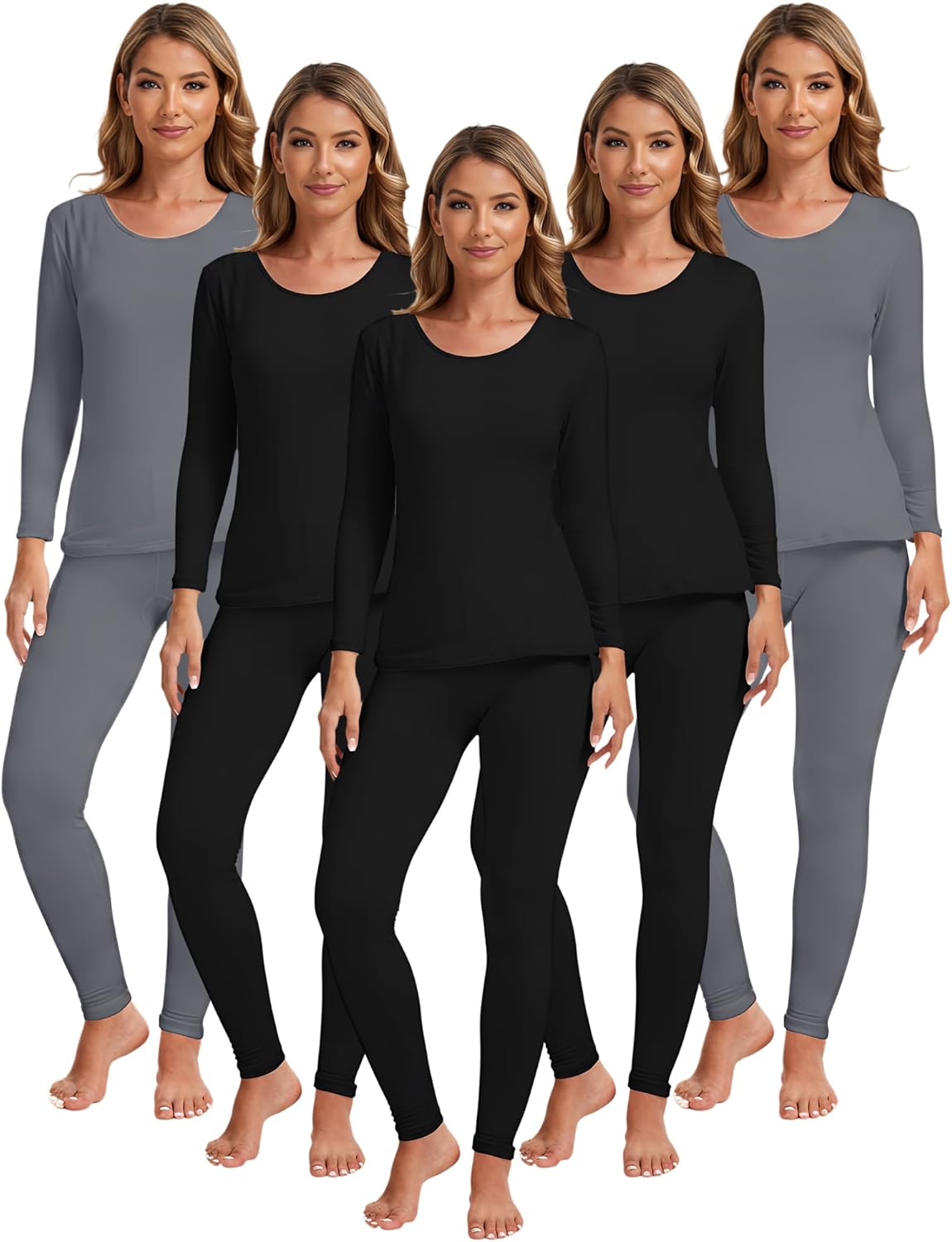 Patelai 5 Set Women Thermal Underwear for Winter Warmth