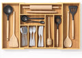 Bamboo Utensil Organizer for Kitchen Drawers - 9-Slot Tray for Cutlery