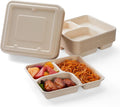 100% Eco-Friendly 3 Compartment Disposable Food Containers with Lids