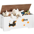 Toy Box Storage Bench with Puppy Print - 47.2in Wooden Chest