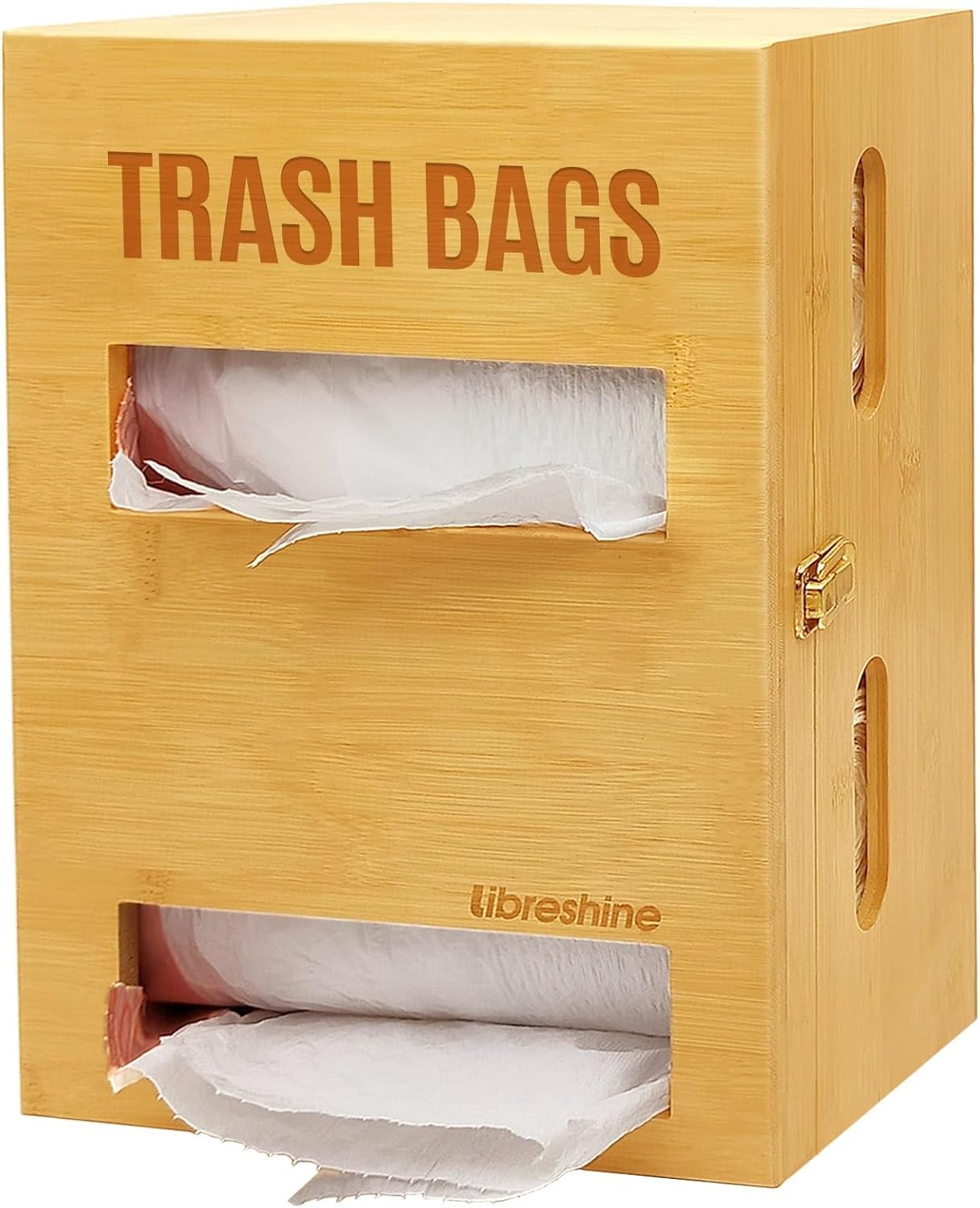2-in-1 Extra Large Bamboo Trash Bag Dispenser Holder for Home