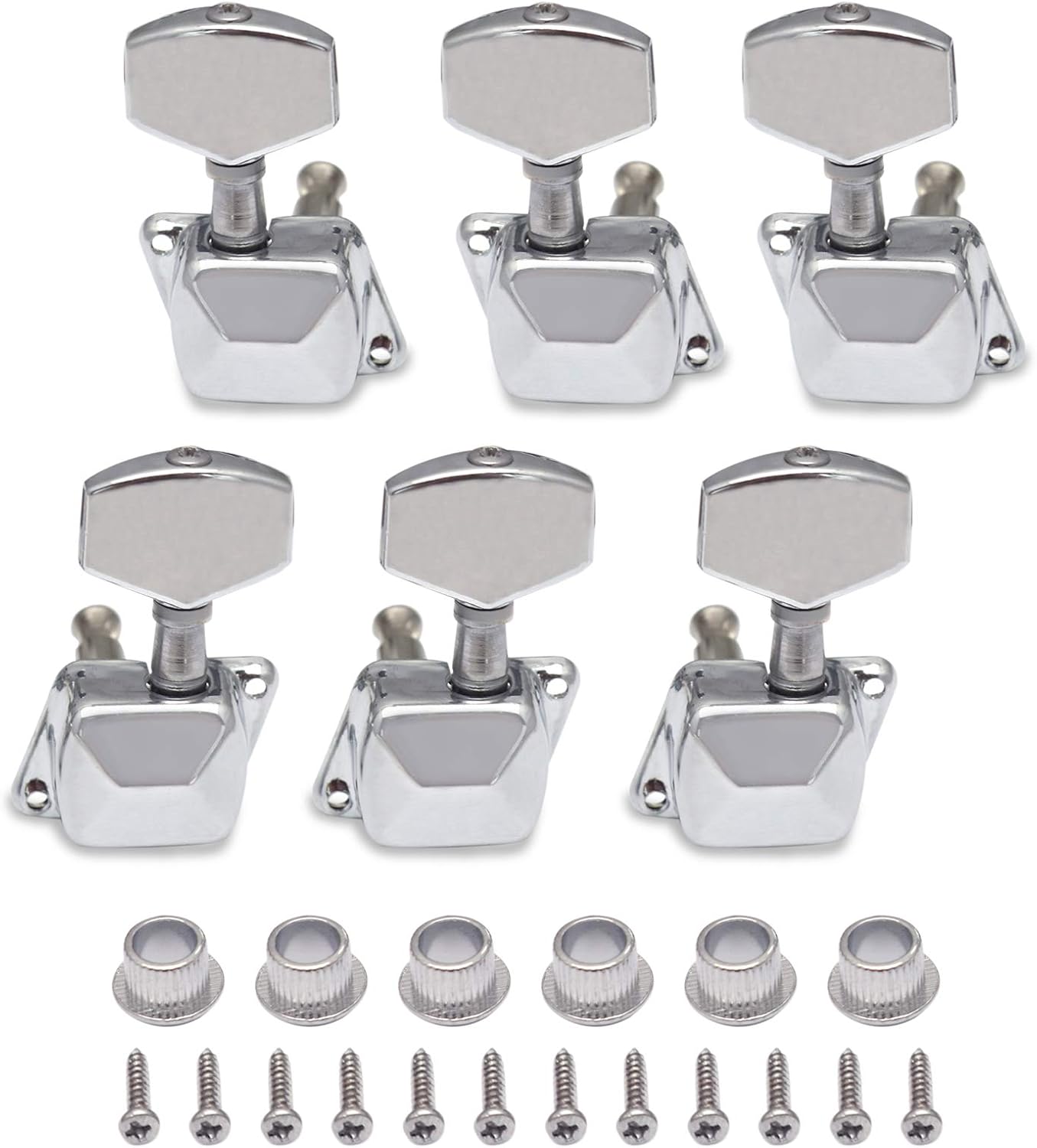 Enhance Your Guitar's Performance with 6 Chrome Tuning Pegs