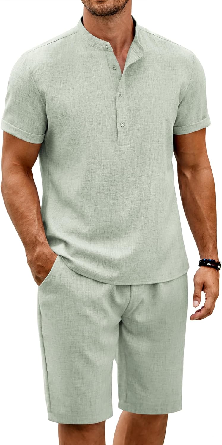COOFANDY Men's 2 Piece Set for Summer Beach Vacation Outfits