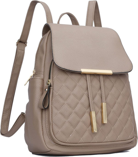 KKXIU Quilted Trendy Leather Backpack Purse for Women Travel